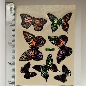 Vintage 80s Prism Butterflies Stickers Full Sheet.